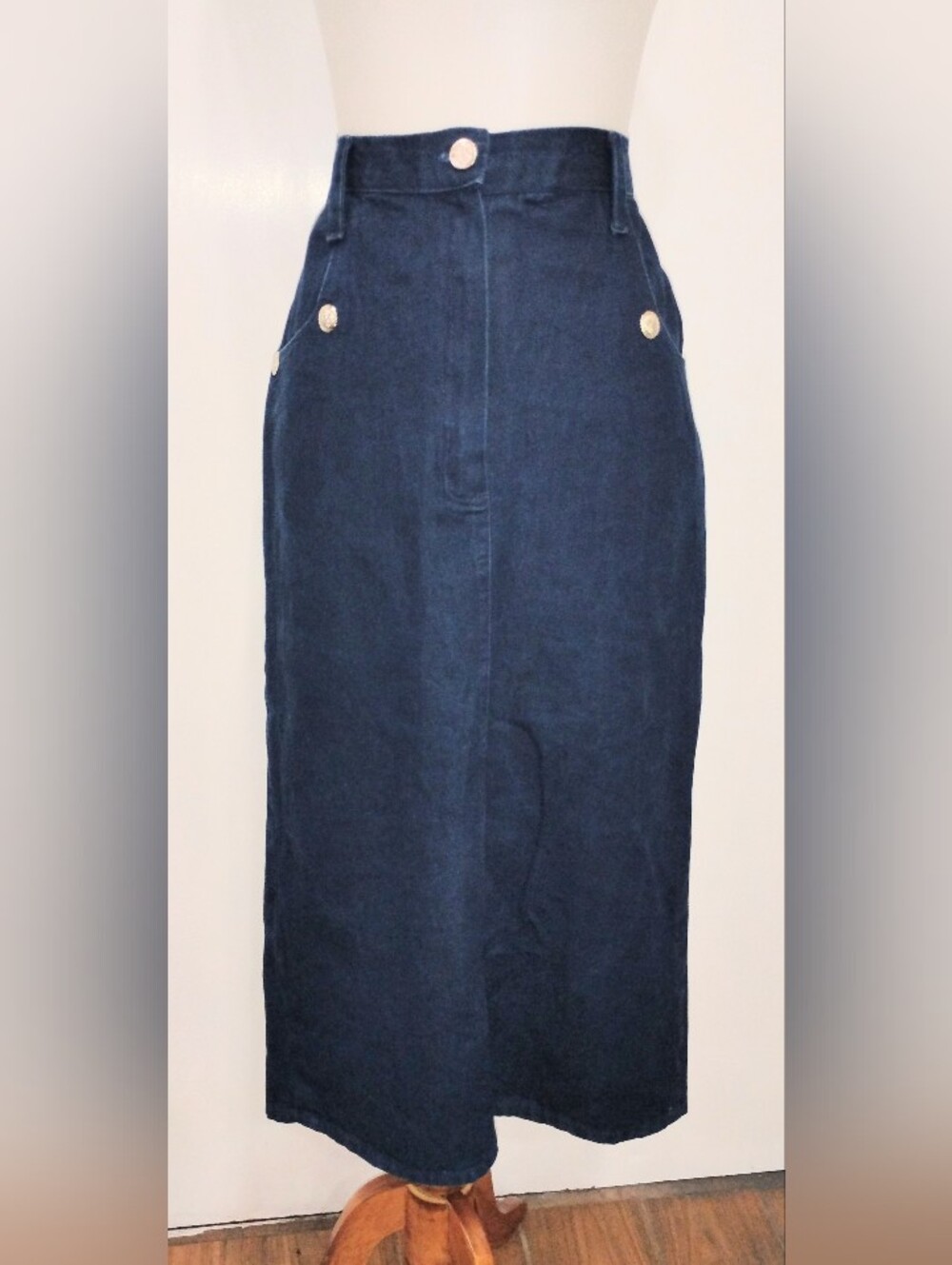 RETRO WESTERN STYLE DENIM MIDI SKIRT